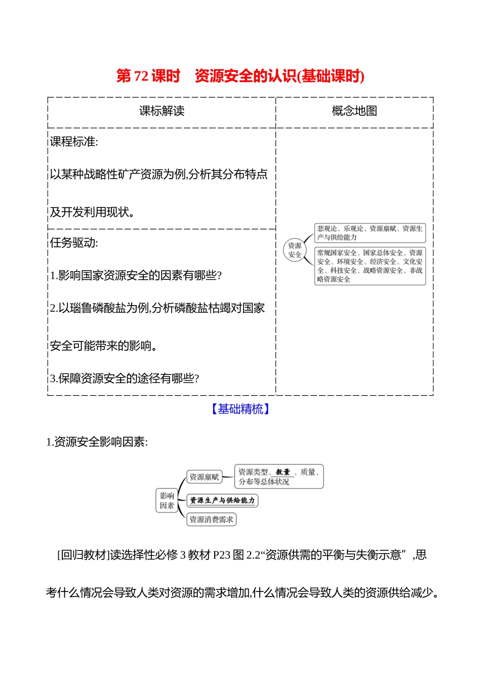 第十六章第72课时资源安全的认识(基础课时).docx_第1页