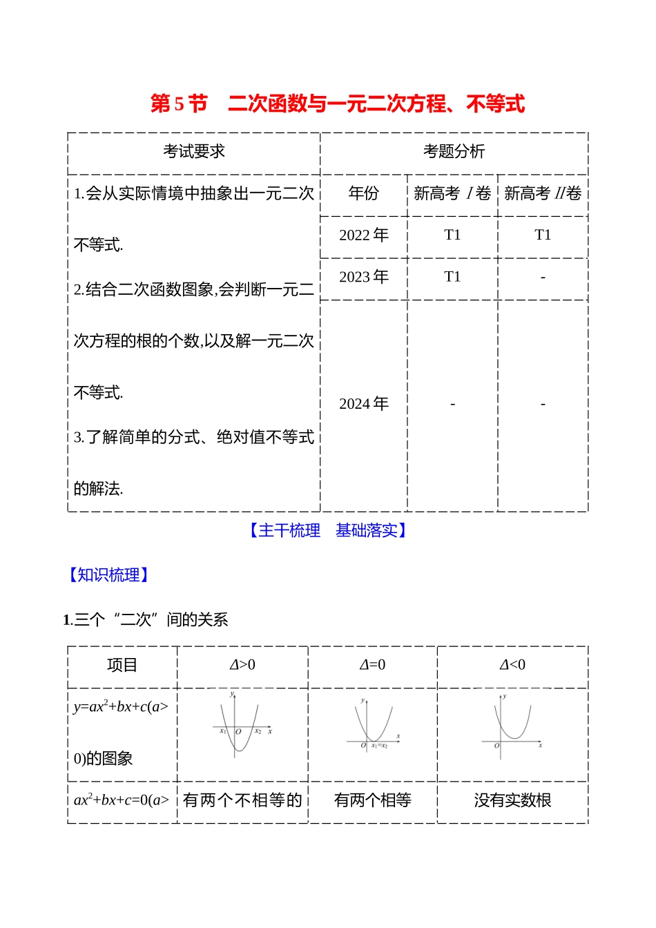 第一章第5节二次函数与一元二次方程、不等式.docx_第1页