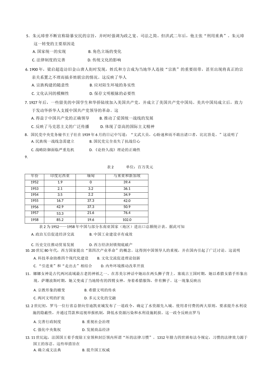 福建省名校联盟2024-2025学年高三上学期期中考试历史试题.docx_第2页