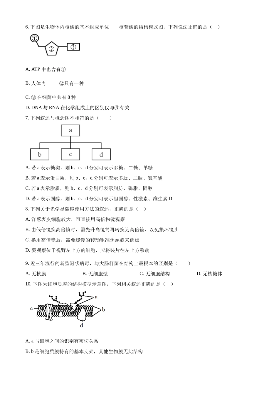 江苏省徐州市铜山区2024-2025学年高二上学期月期中调研生物试题.docx_第2页