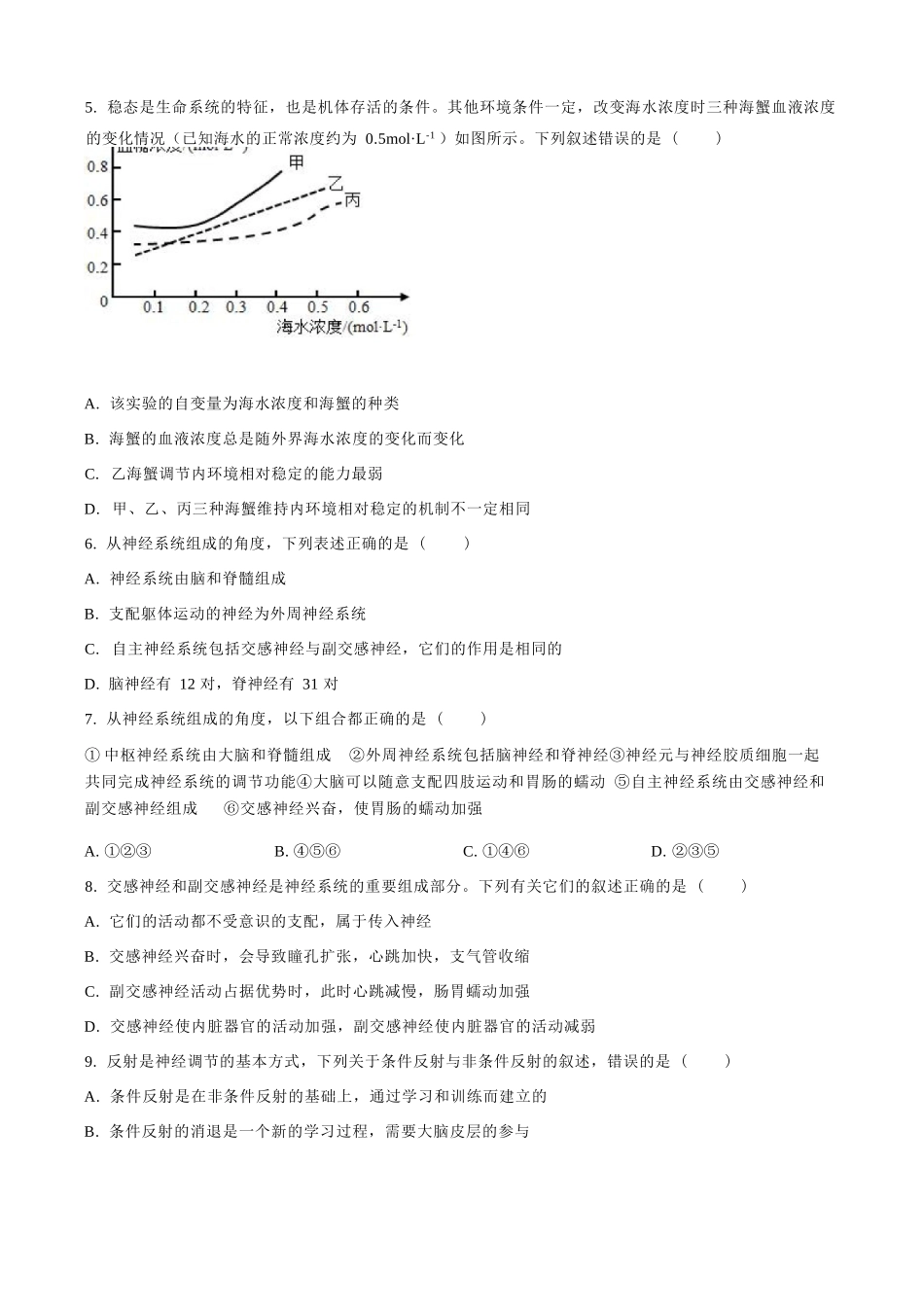 生物试卷山西省太原市山西现代双语学校南校25-26学年高二0月月考(0.5左右).docx_第2页
