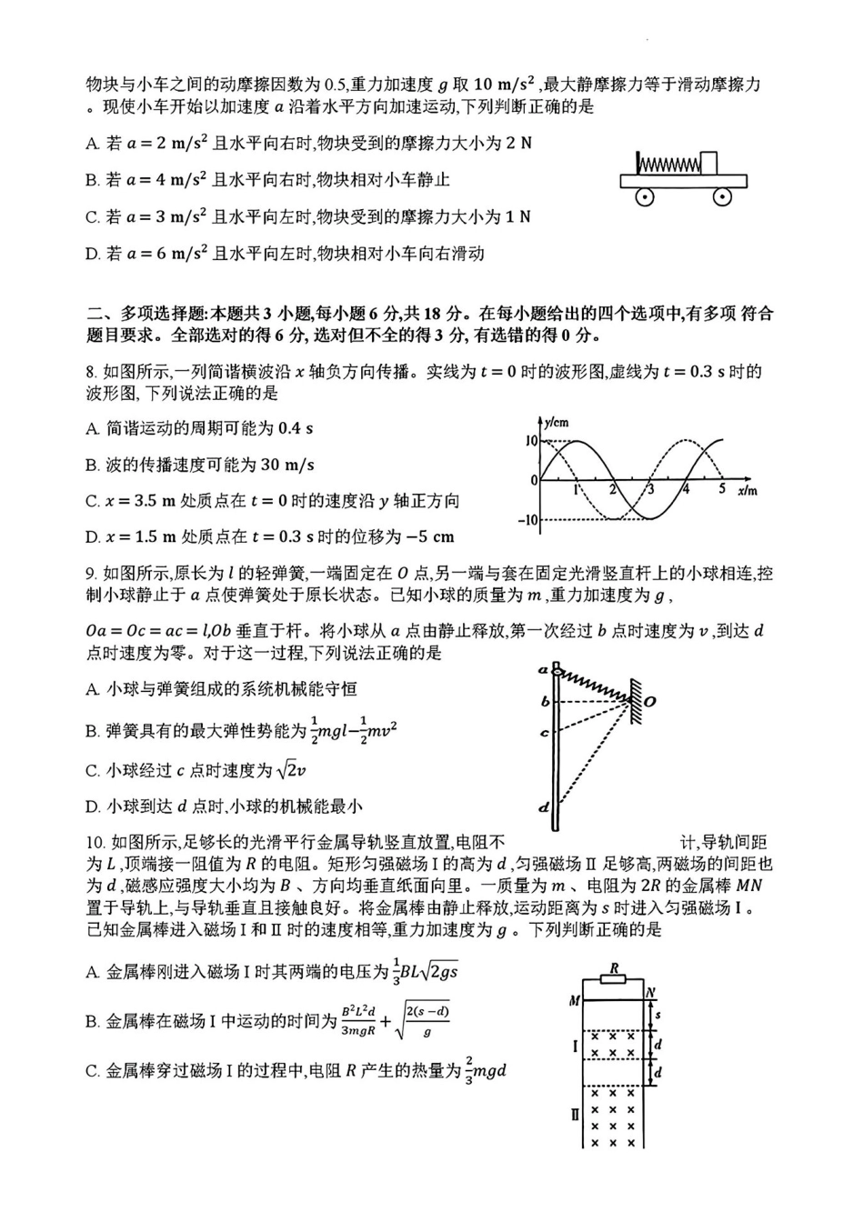 天一大联考2025届高中毕业班阶段性测试（四）-物理试卷+答案.pdf_第3页