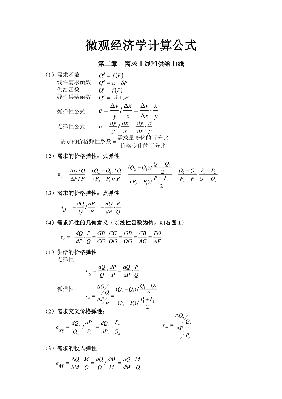 微观经济学计算公式(最全)_1.pdf_第1页