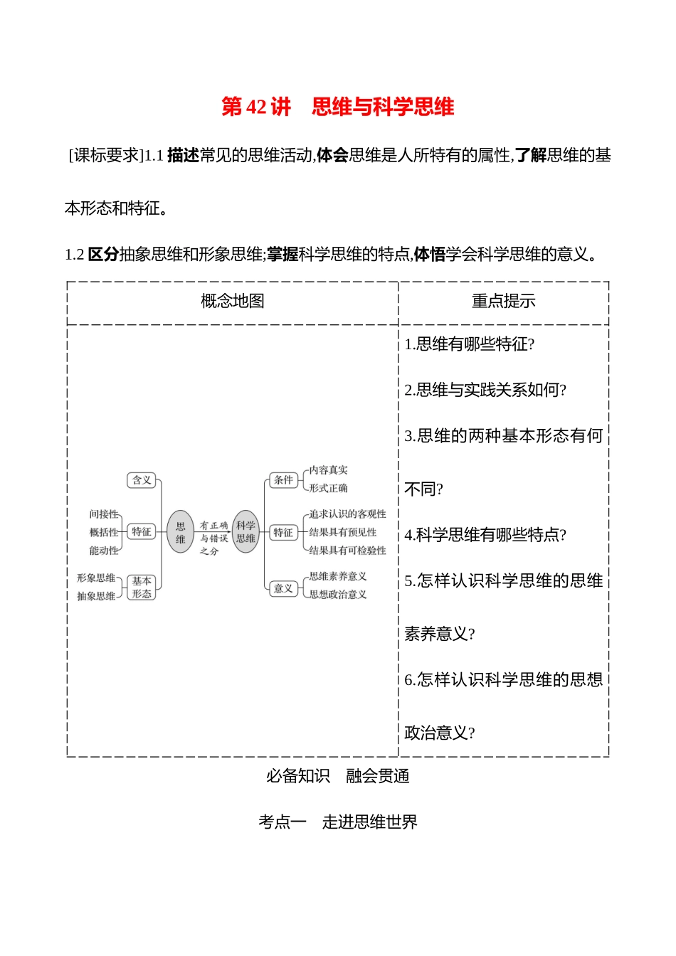选择性必修3第一单元第42讲思维与科学思维.docx_第1页