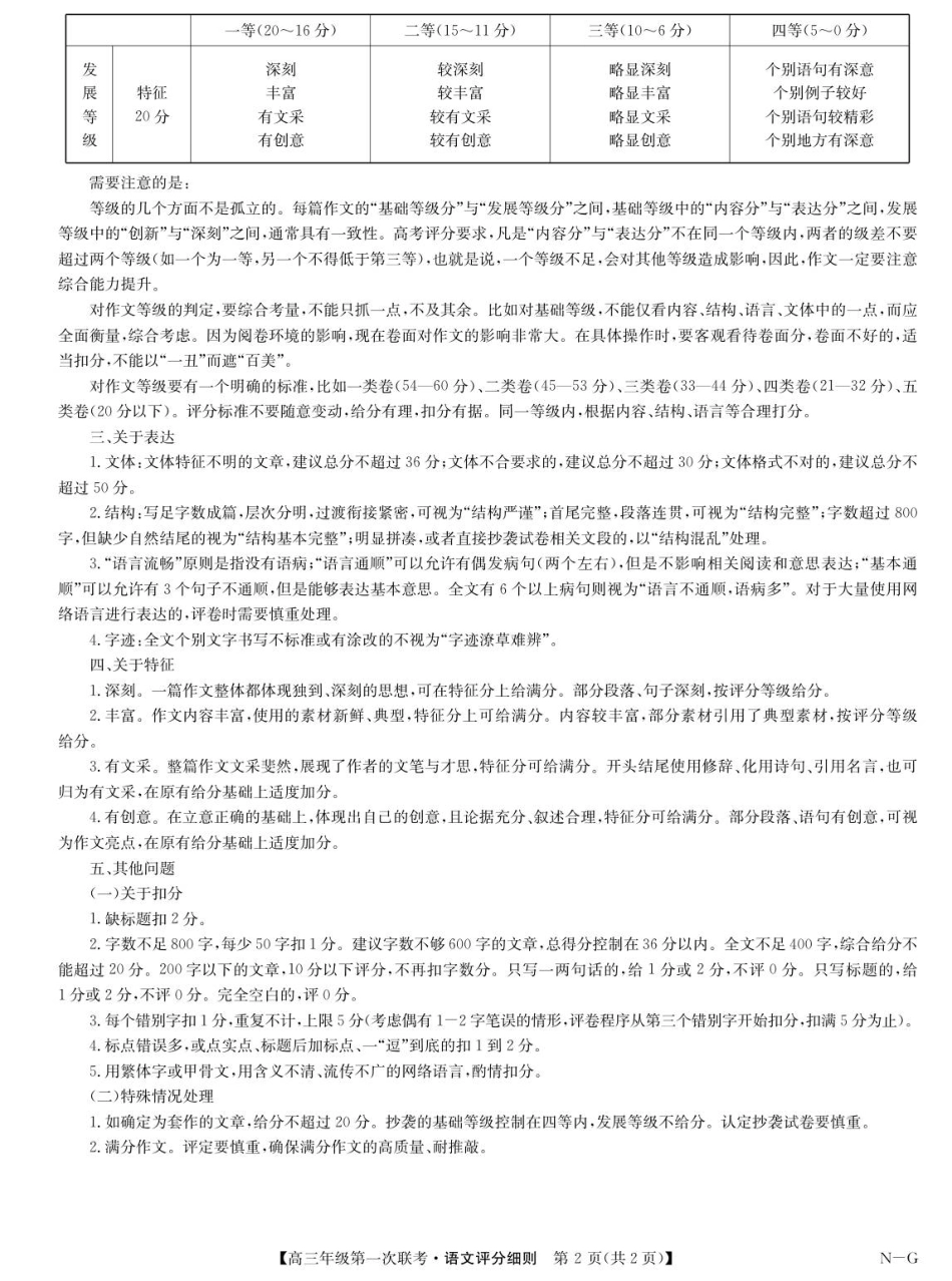 语文试卷评分细则江西省九师联盟新十校协作体2026届高三年级第一次联考(10.10-10.11).pdf_第2页