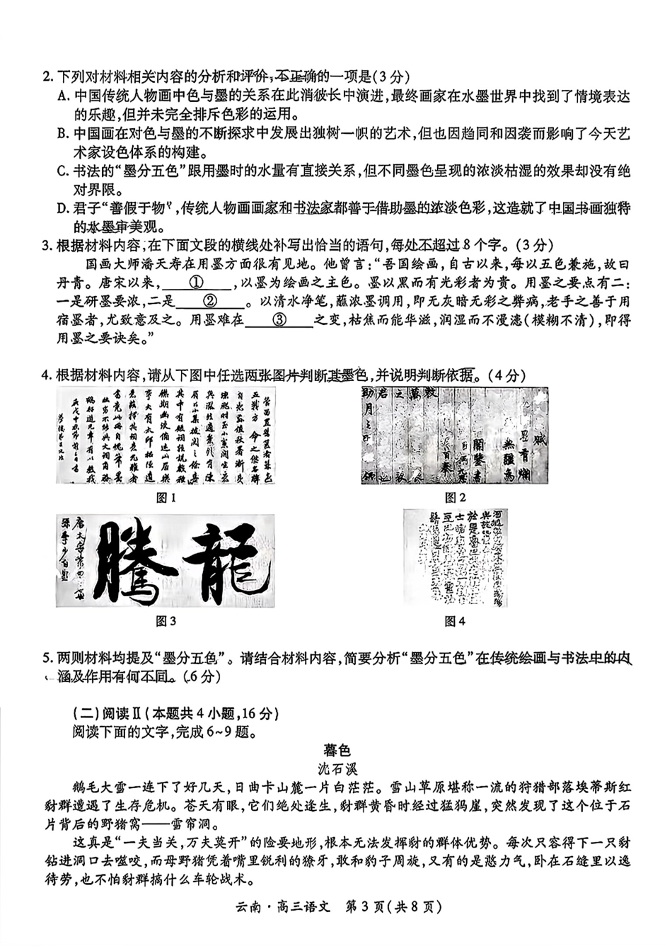 云南民族大学附属高级中学2026届高三联考卷（二）语文.pdf_第3页