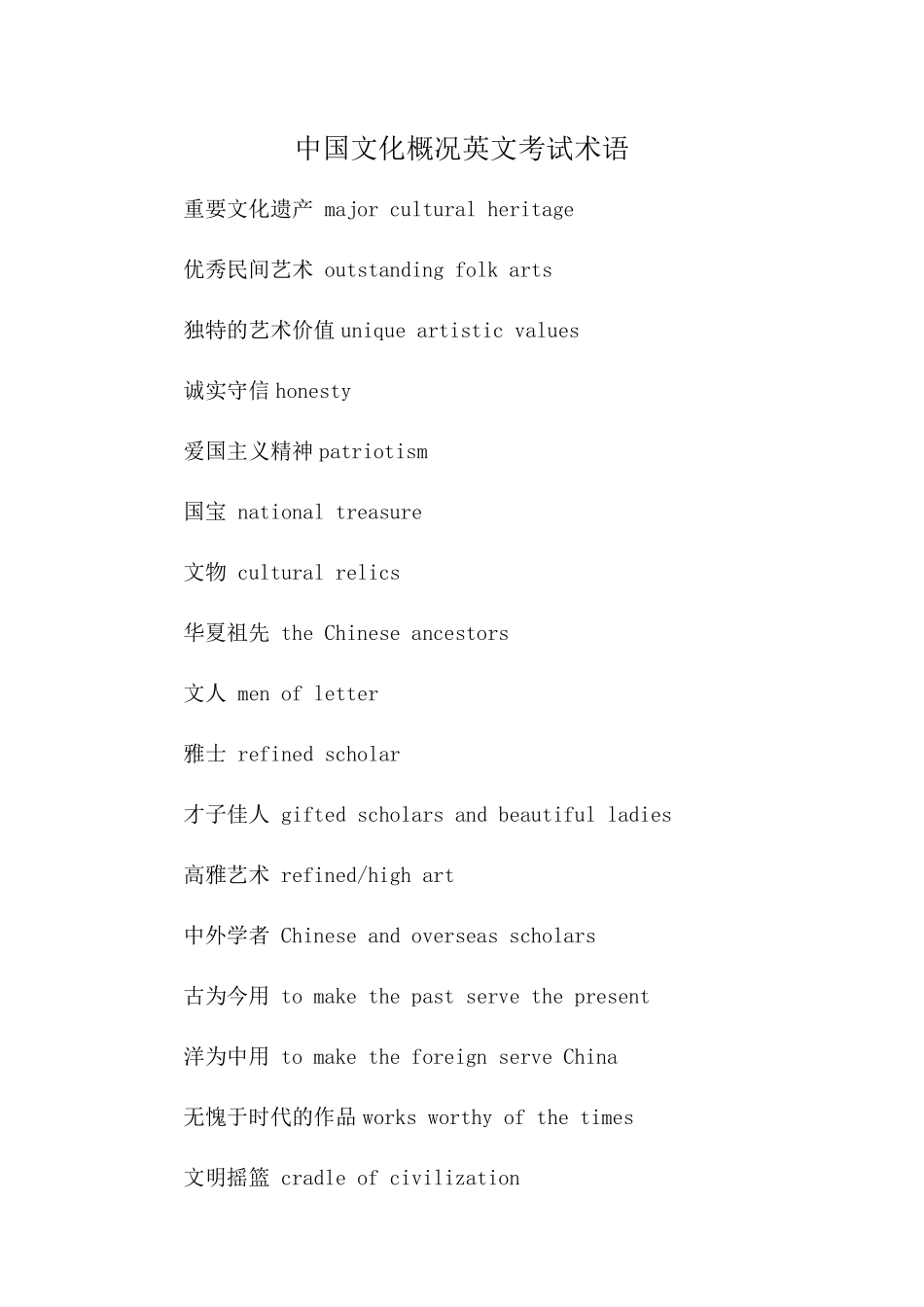 中国文化概况英文考试术语.pdf_第1页