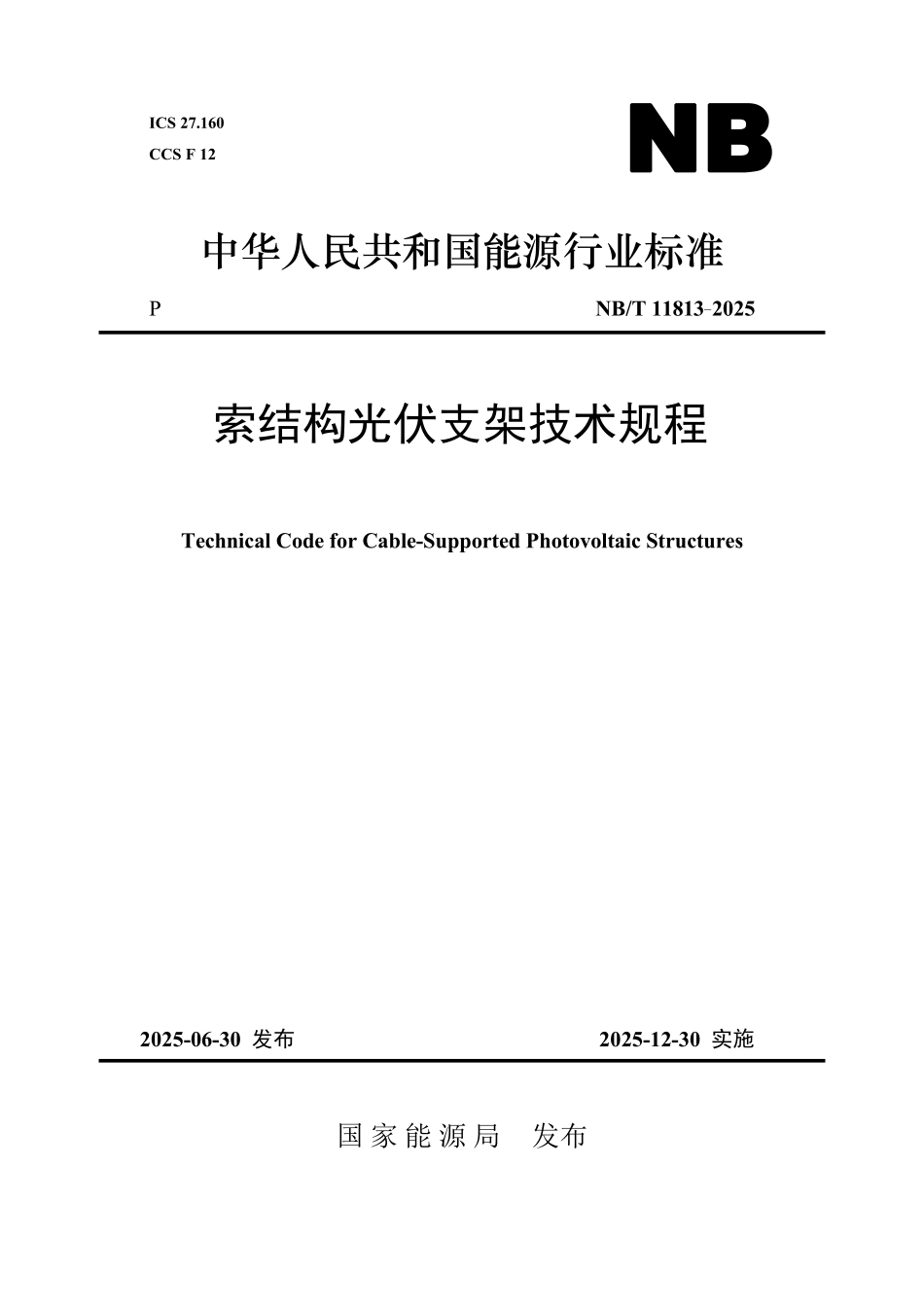 NBT 11813-2025 索结构光伏支架技术规程.pdf_第1页