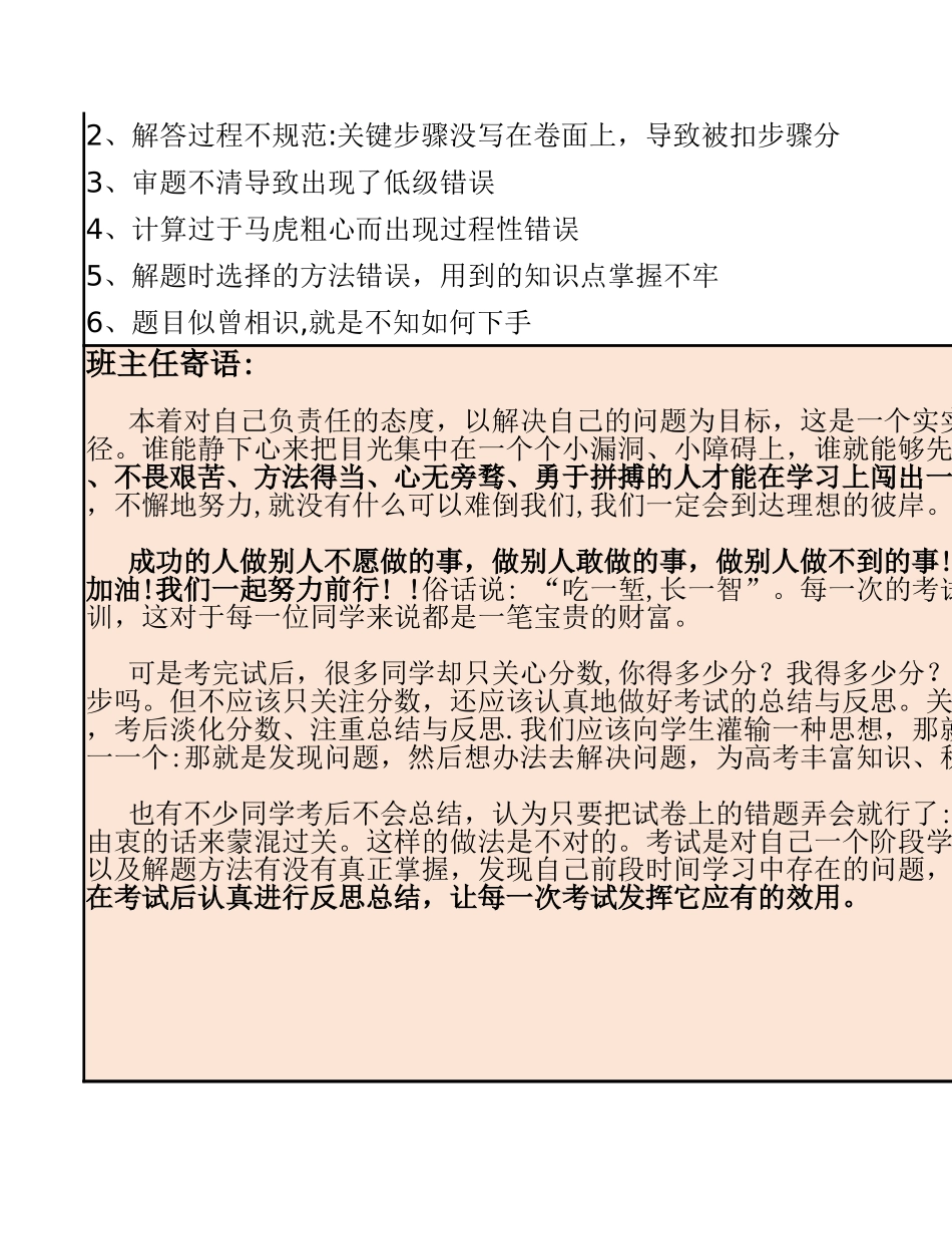 14-考试后班级学生反思表.xlsx_第2页