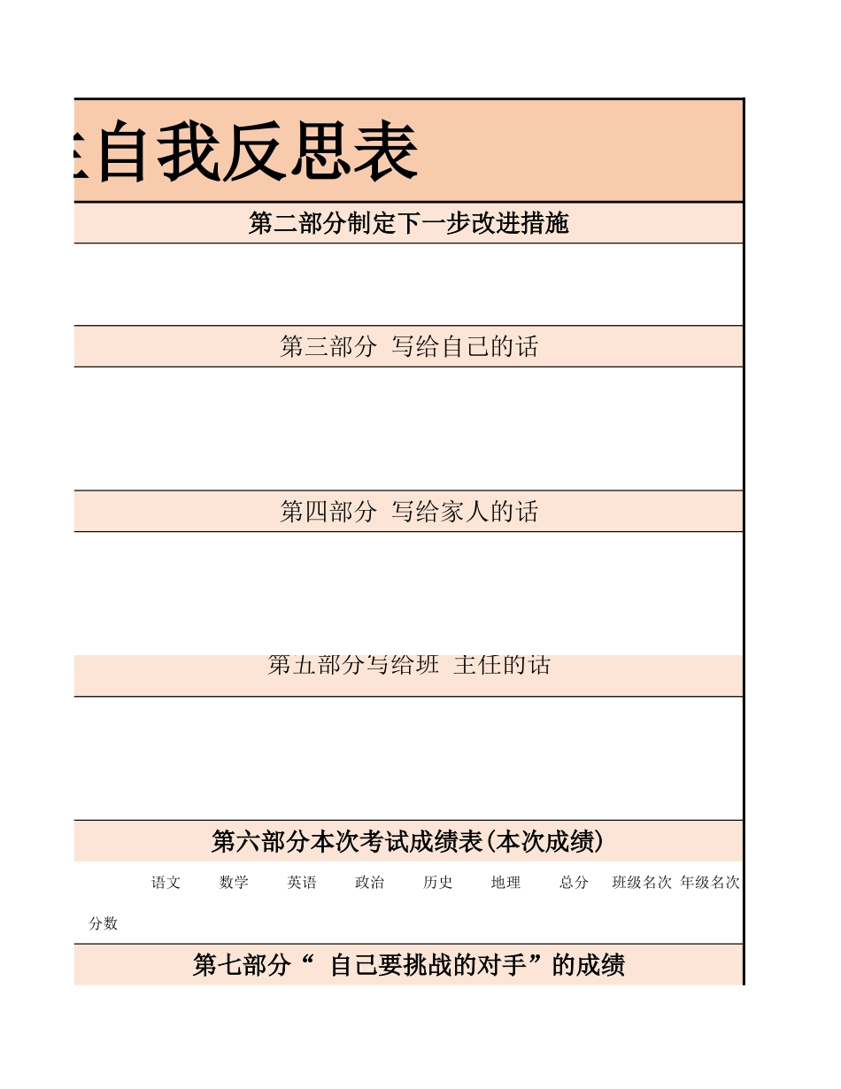 14-考试后班级学生反思表.xlsx_第3页