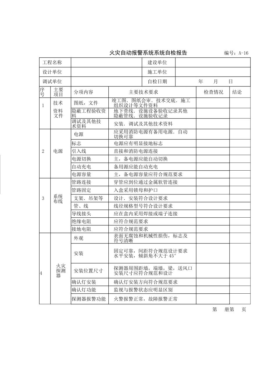 (编号;A-16)火灾自动报警系统系统自检报告.doc_第1页