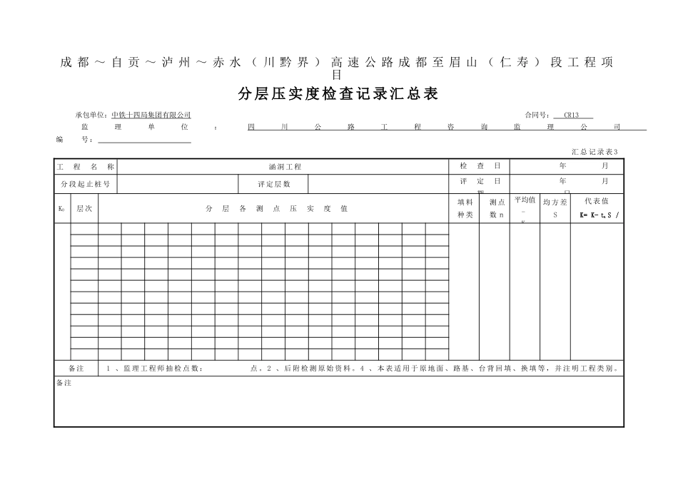(汇总记录表3) 分层压实度检查记录汇总表.doc_第1页