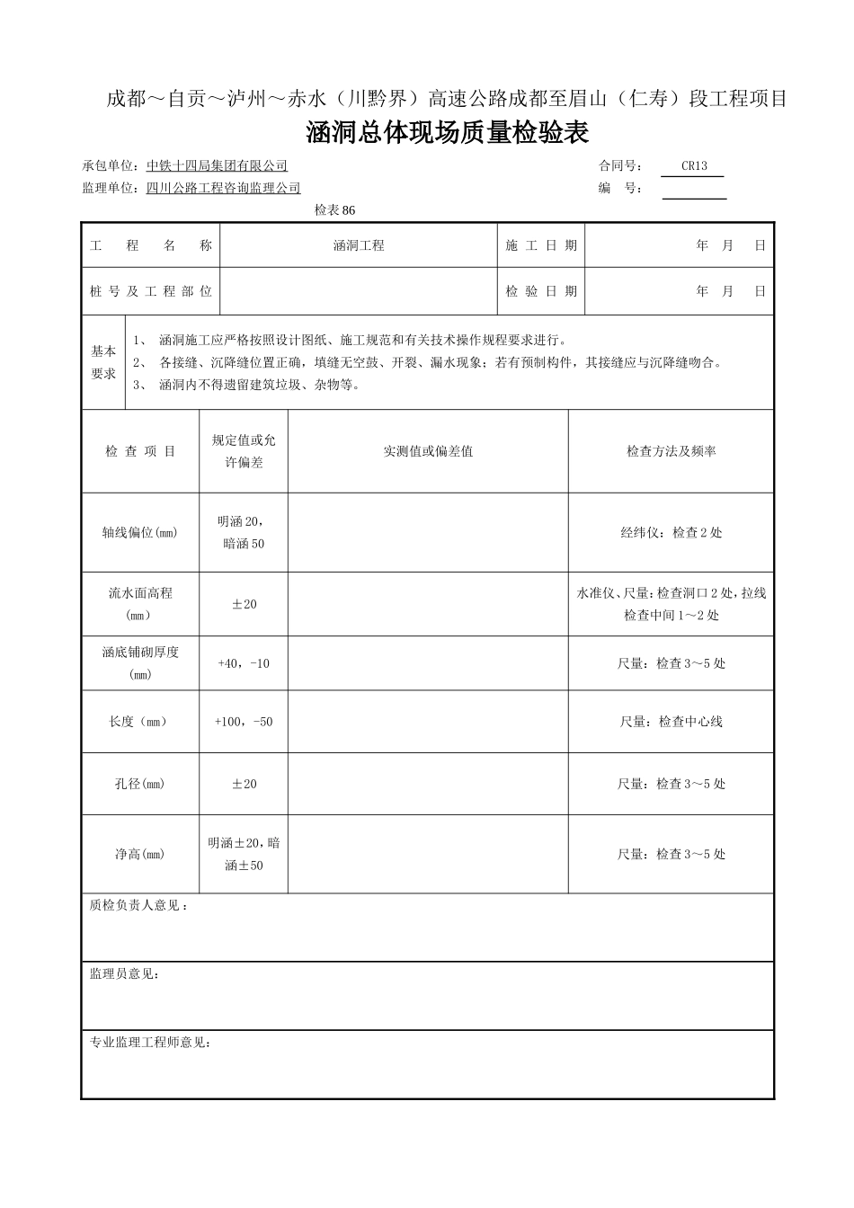 (检表86)涵洞总体现场质量检验表.doc_第1页