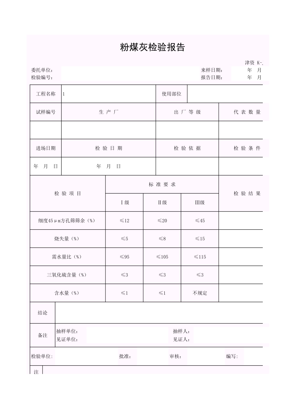 001-K-J3-14 粉煤灰检验报告.xls_第1页