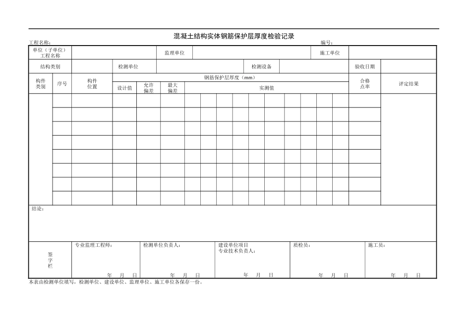 1.5.23混凝土结构实体钢筋保护层厚度检验记录.doc_第1页