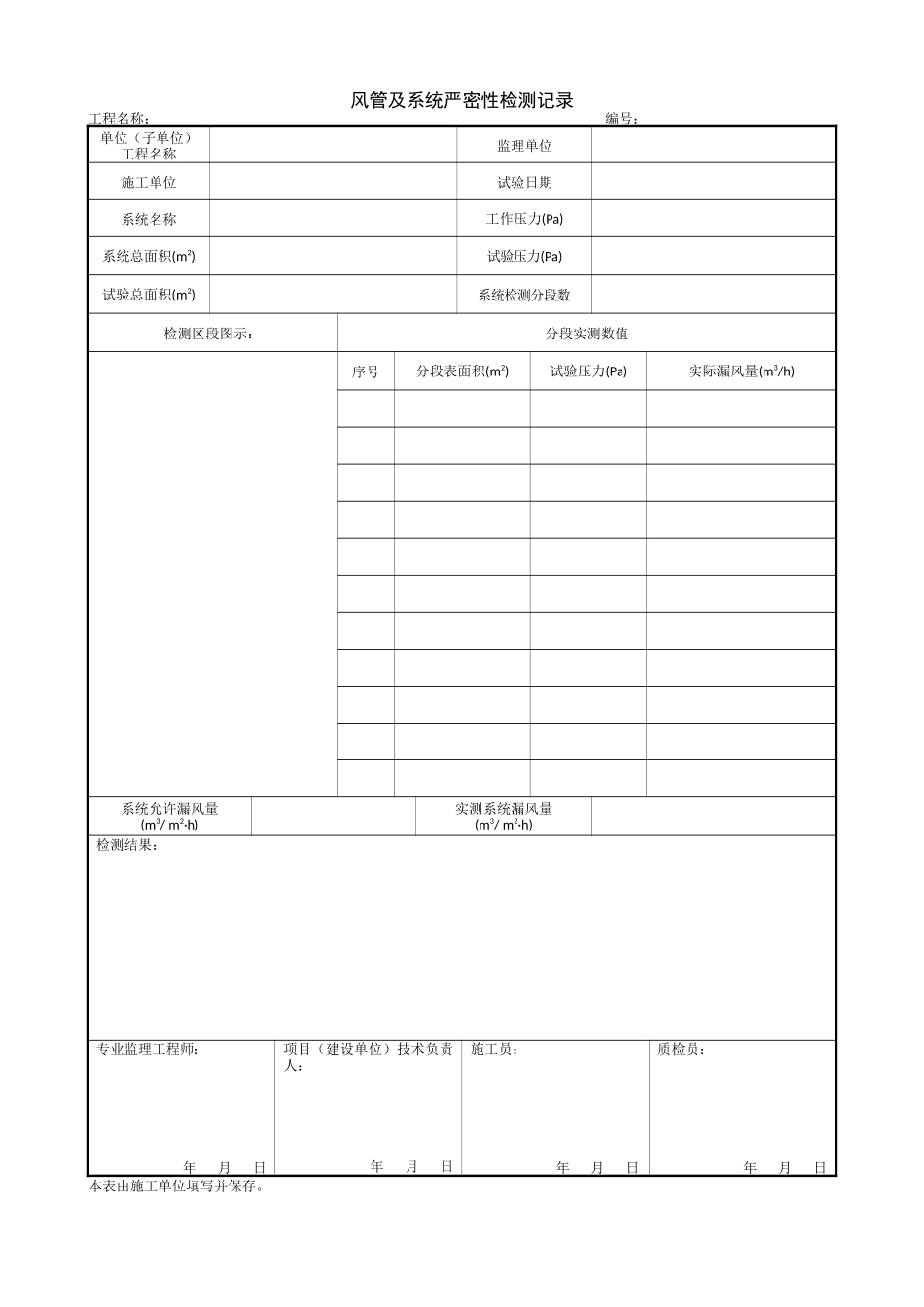 1.12.25风管及系统严密性检测记录.doc_第1页