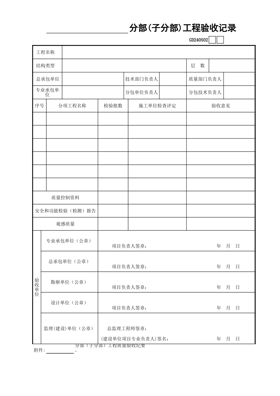 02_____分部(子分部)工程验收记录GD240502.xls_第1页