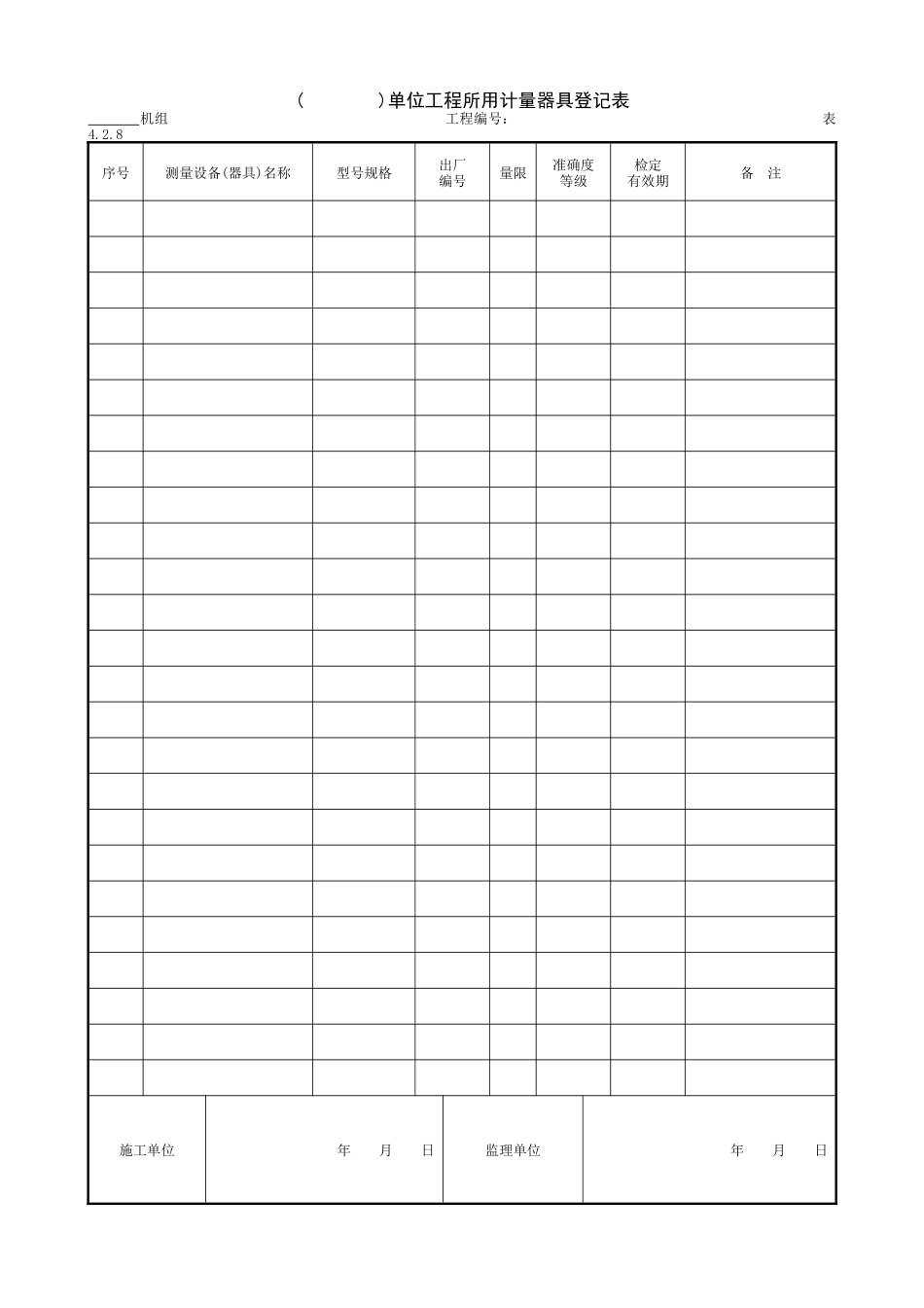 3.1.7( )单位工程所用计量器具登记表.doc_第1页