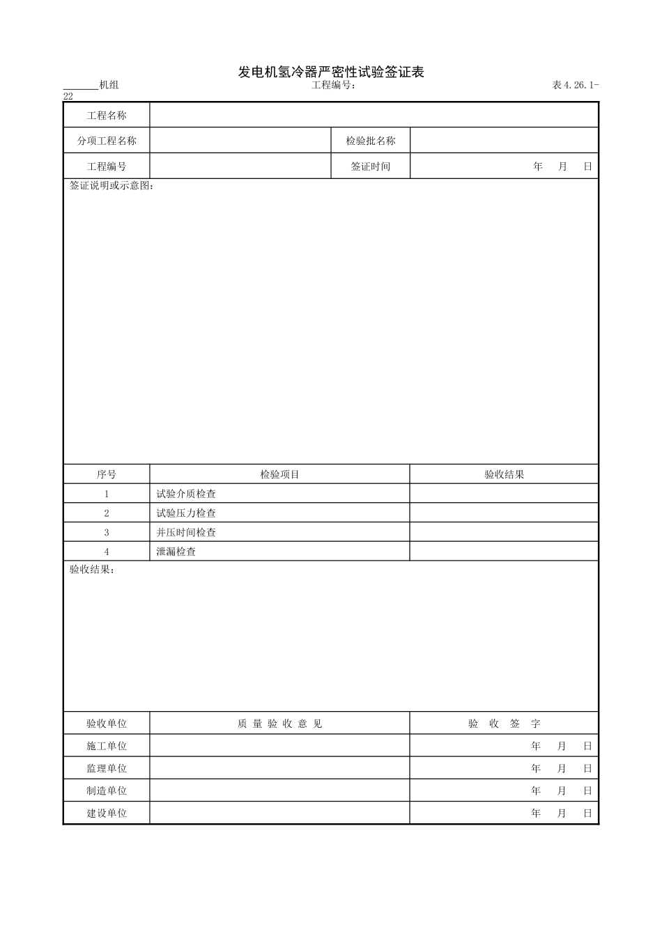 3.2.22发电机氢冷器严密性试验签证表.doc_第1页