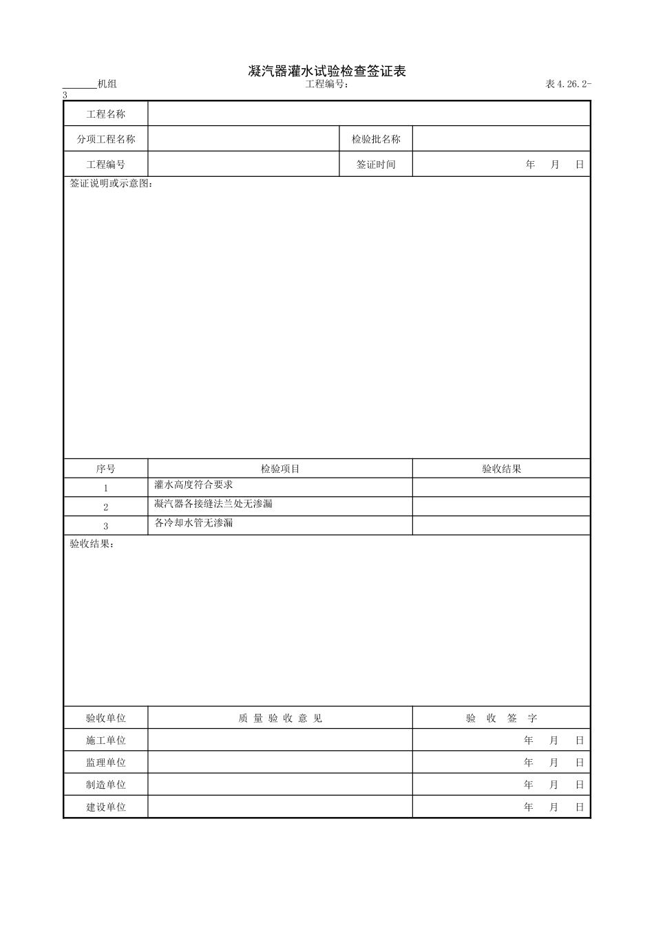 3.3.3凝汽器灌水试验检查签证表.doc_第1页