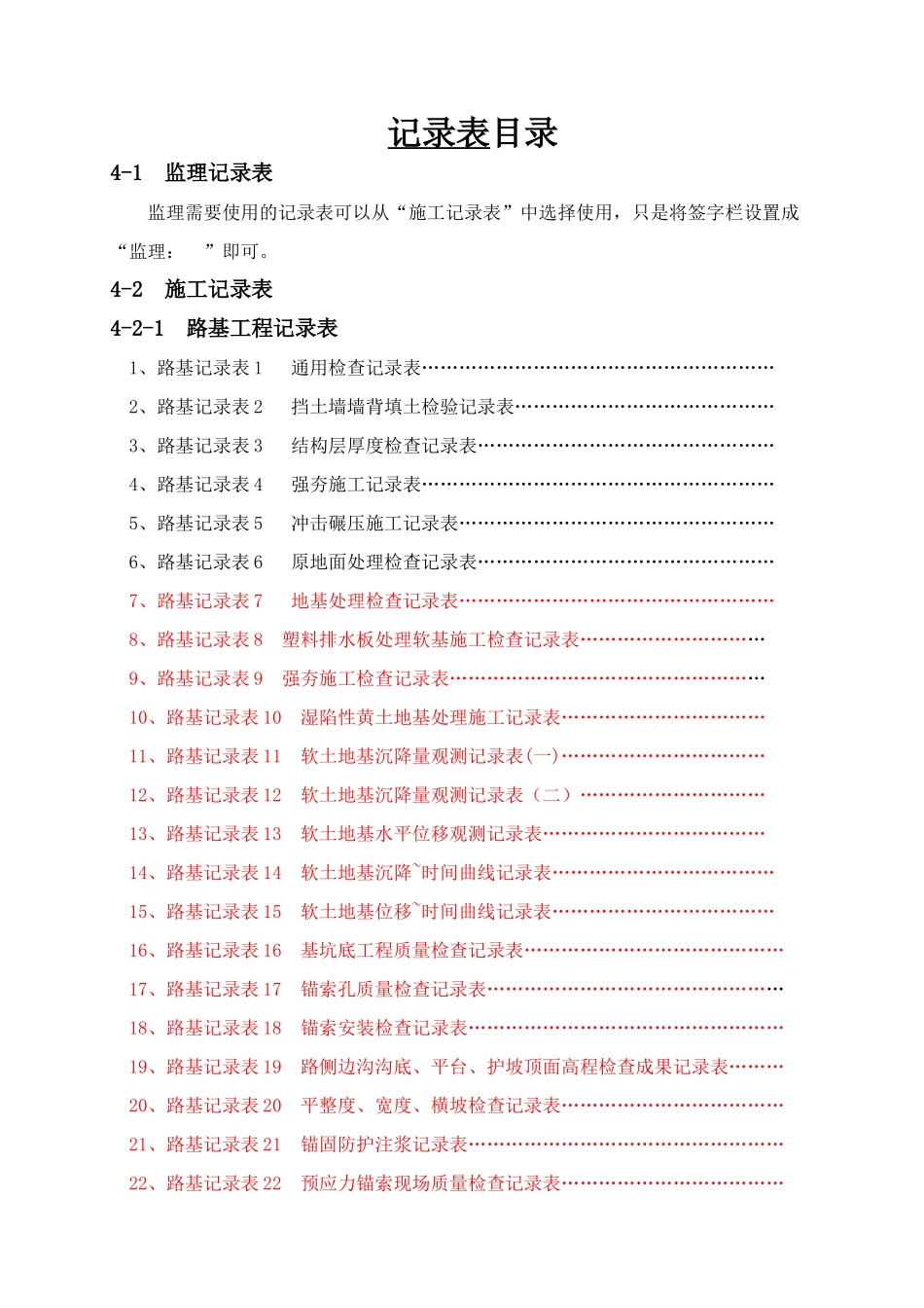 4-0 记录表目录.doc_第1页