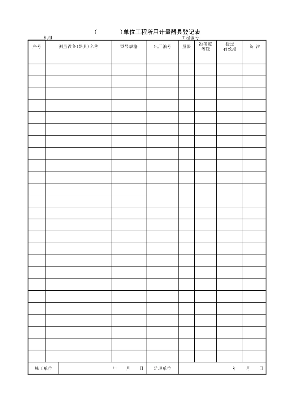 5.1.7( )单位工程所用计量器具登记表.doc_第1页