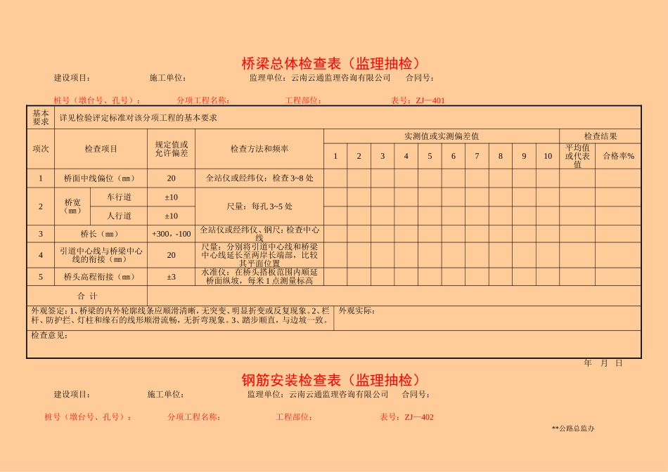 5.5桥梁工程检查表(ZJ401~540).doc_第1页