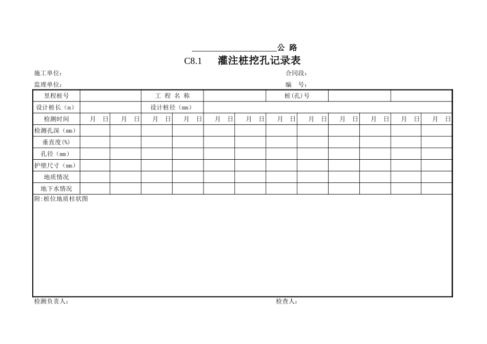 8 桥梁工程施工原始记录表.xls_第1页