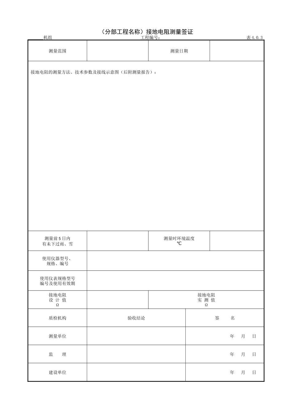 9.16.3(分部工程名称)接地电阻测量签证.doc_第1页