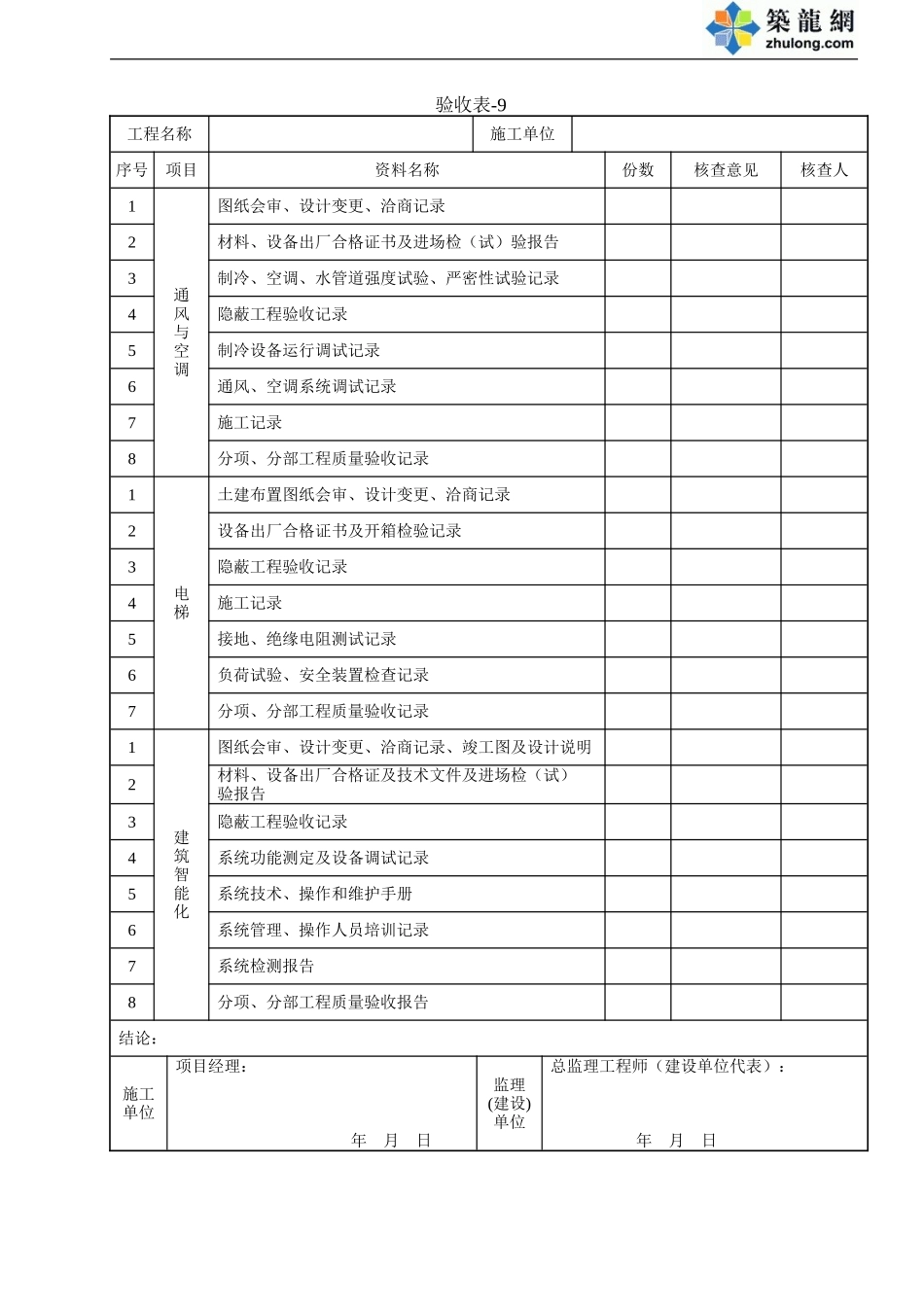 9-2 单位(子单位)工程质量控制资料核查记录续表.doc_第1页