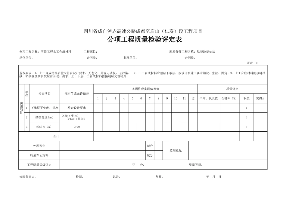 10 防裂工程土工合成材料评定.xls_第1页