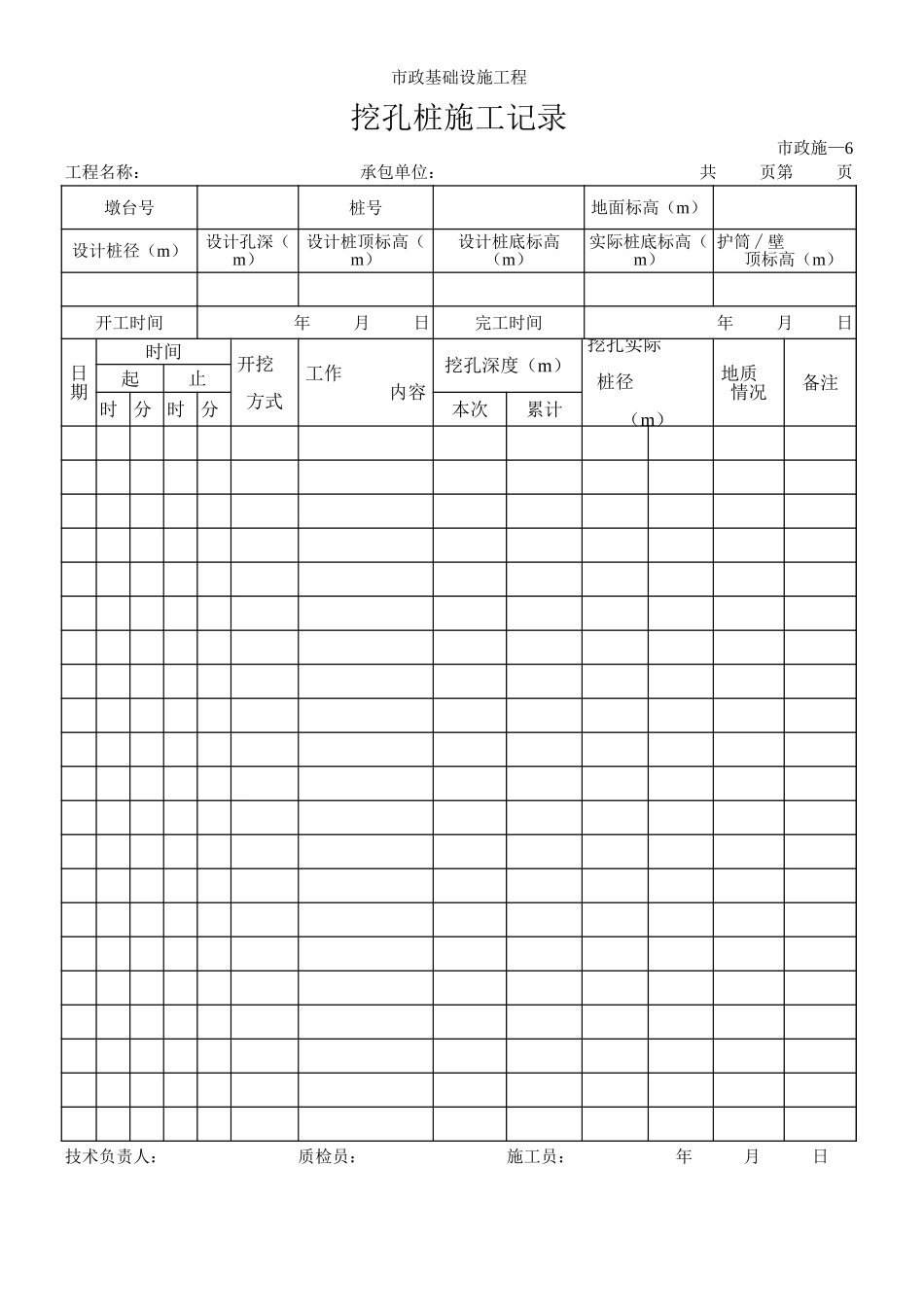 027挖孔桩施工记录.xls_第1页