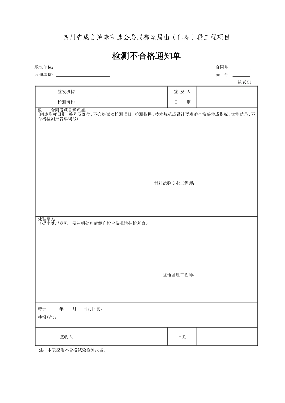 51、监表51 检测不合格通知单.DOC_第1页