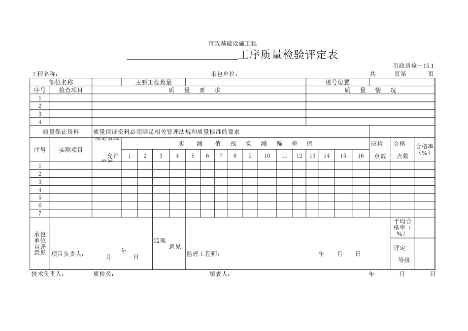 078工序质量检验评定表.xls_第1页