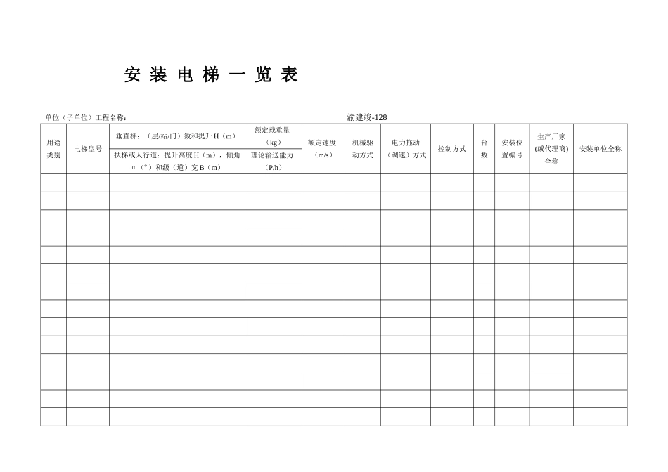 128 安装电梯一览表.doc_第1页