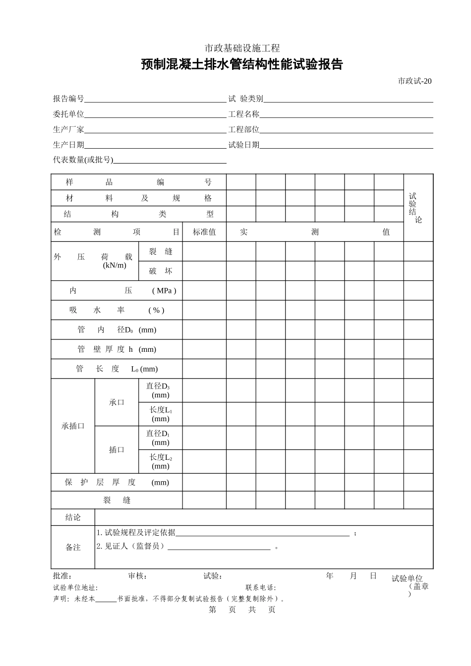 201预制混凝土排水管结构性能试验报告.xls_第1页