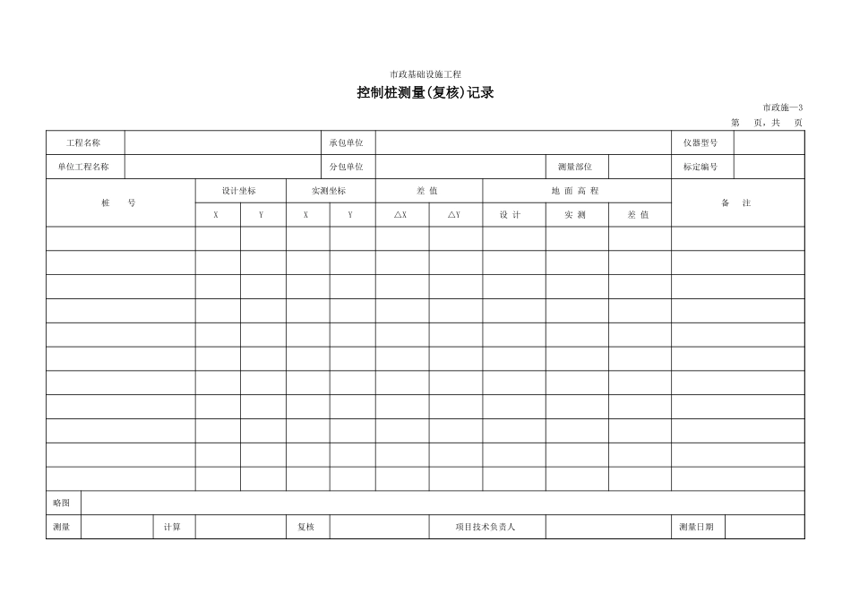 203控制桩测量(复核)记录.xls_第1页