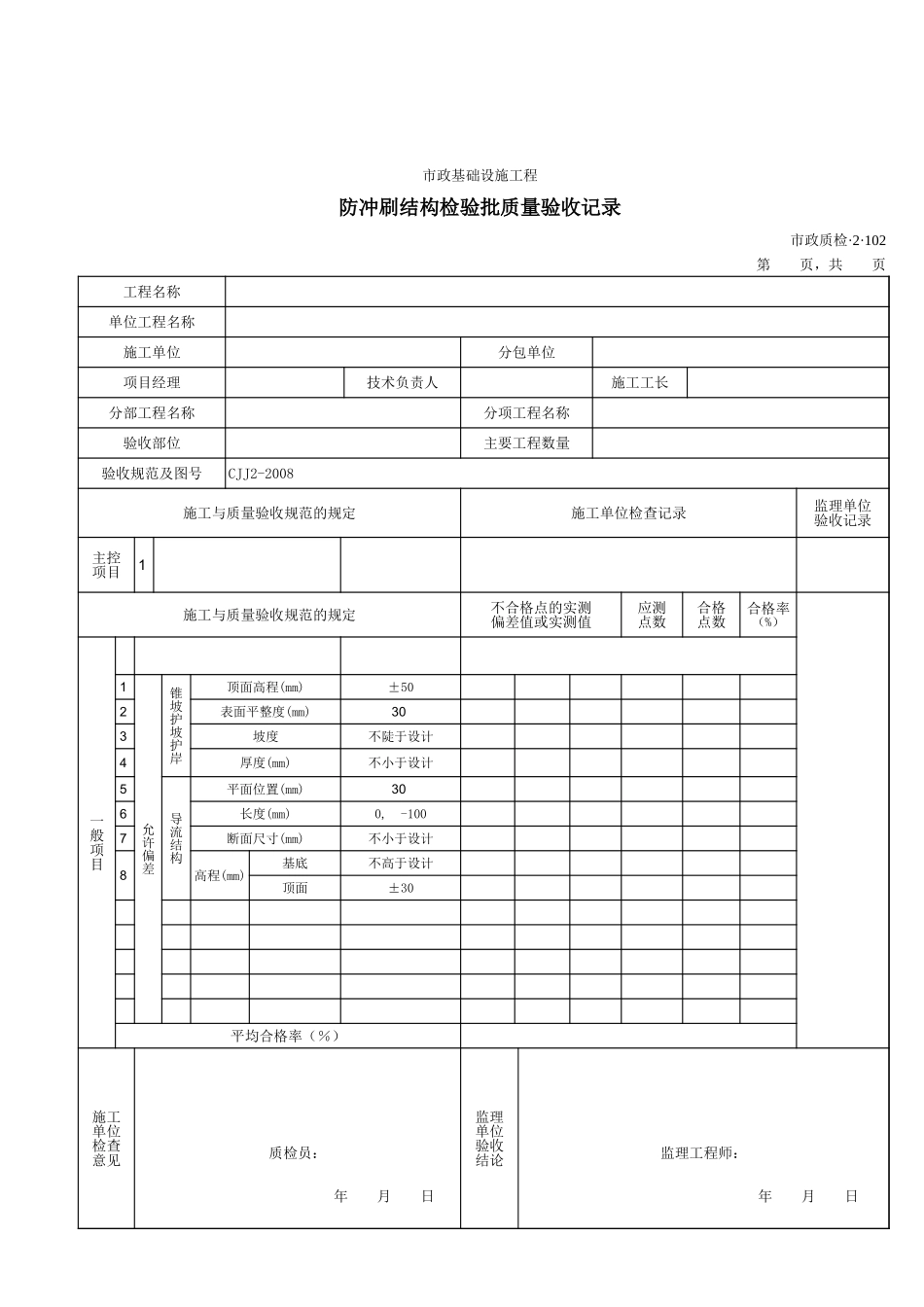 32102防冲刷结构检验批质量验收记录.xls_第1页