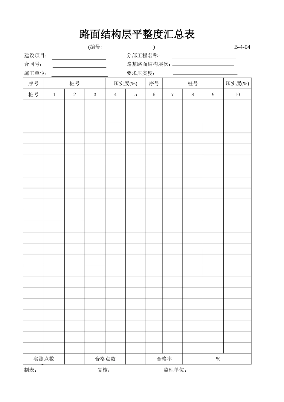 B-4-04 路基结构层平整度汇总表.xls_第1页