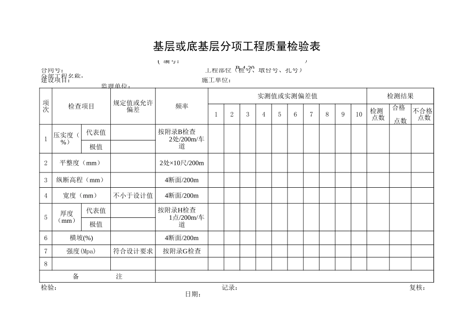 B-4-20 基层或底基层分项工程质量检验表.xls_第1页