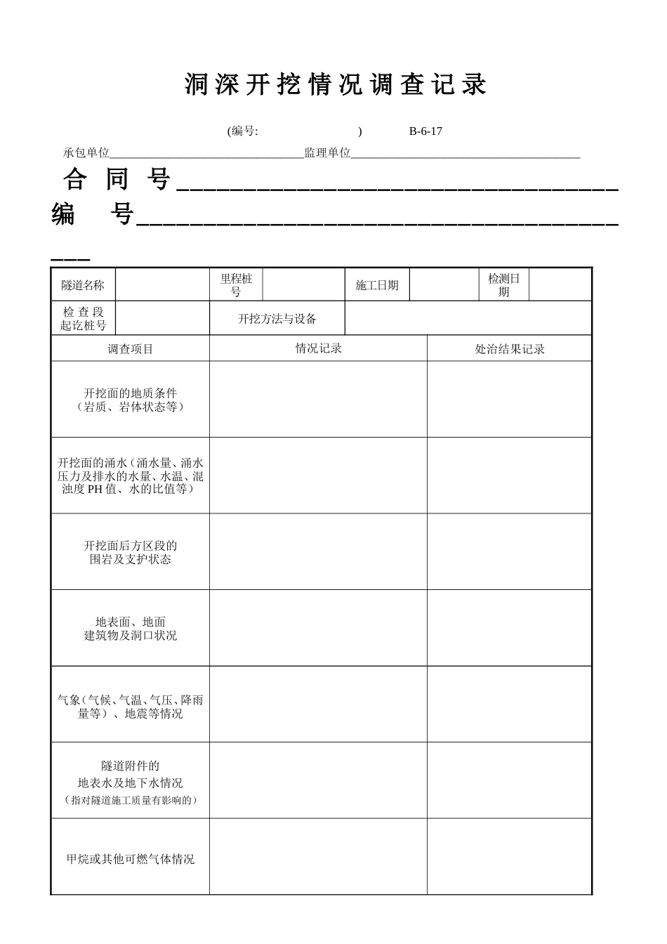 B-6-17 洞身开挖情况调查记录.doc_第1页