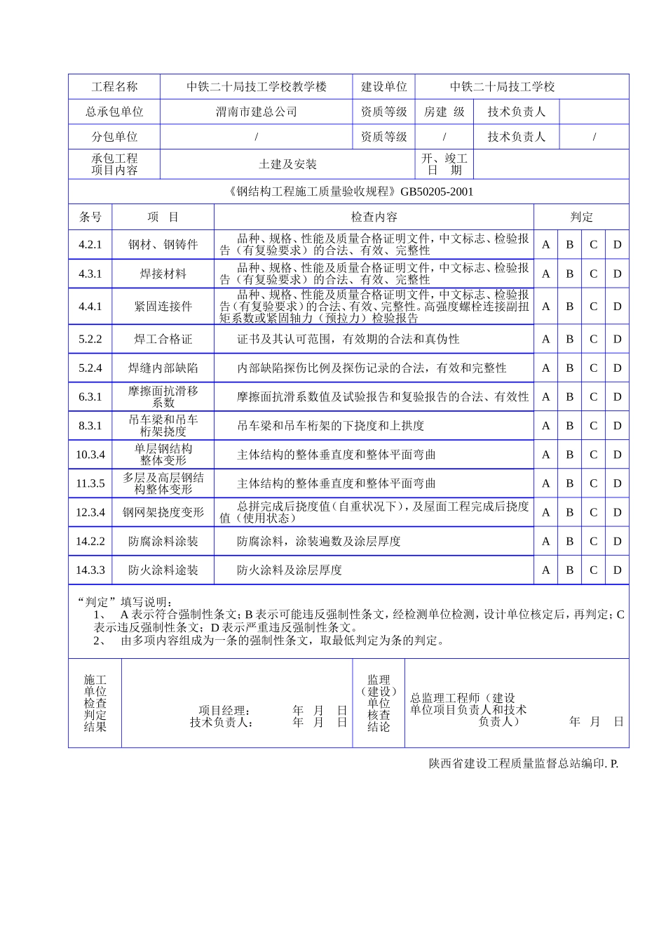 C 1004钢结构工程各规范强文检查记录表（一）.doc_第2页