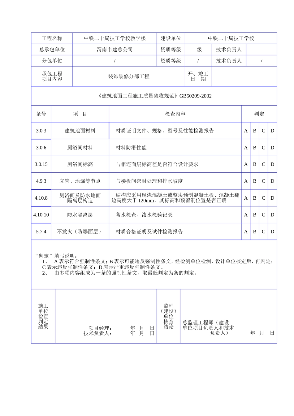 C 1008装饰装修工程各规范强文检查记录表（一）.doc_第2页
