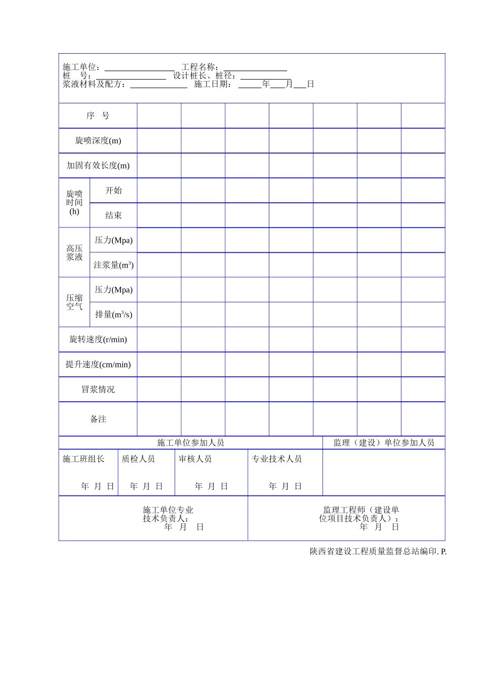 C 1111二三重管旋喷注桩施工记录表.doc_第2页