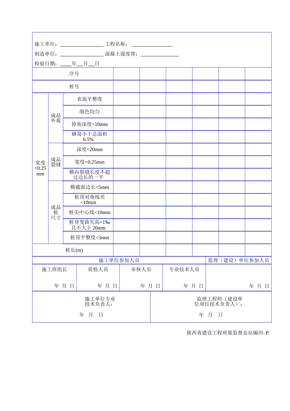 C 1118钢筋混凝土预制桩进场外观质量检验表.doc_第2页