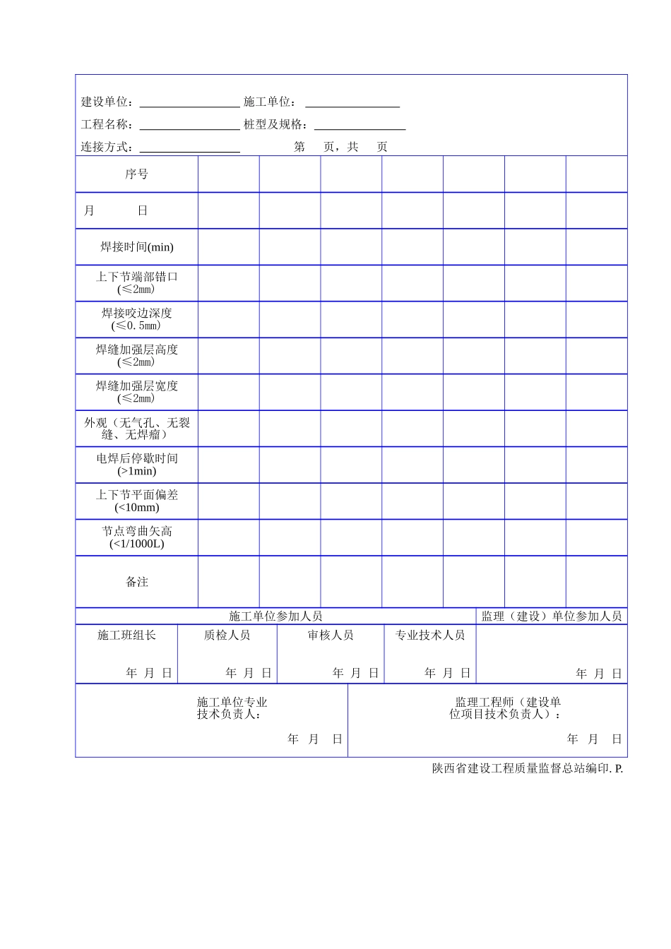 C 1121钢筋混凝土方桩电焊接桩质量检查记录表.doc_第2页
