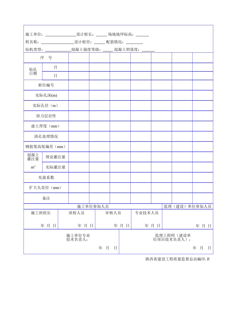 C 1122钻孔灌注桩干钻、套管法施工记录表.doc_第2页