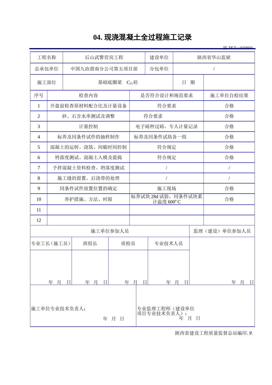 C 1213现浇混凝土全过程施工记录.doc_第3页