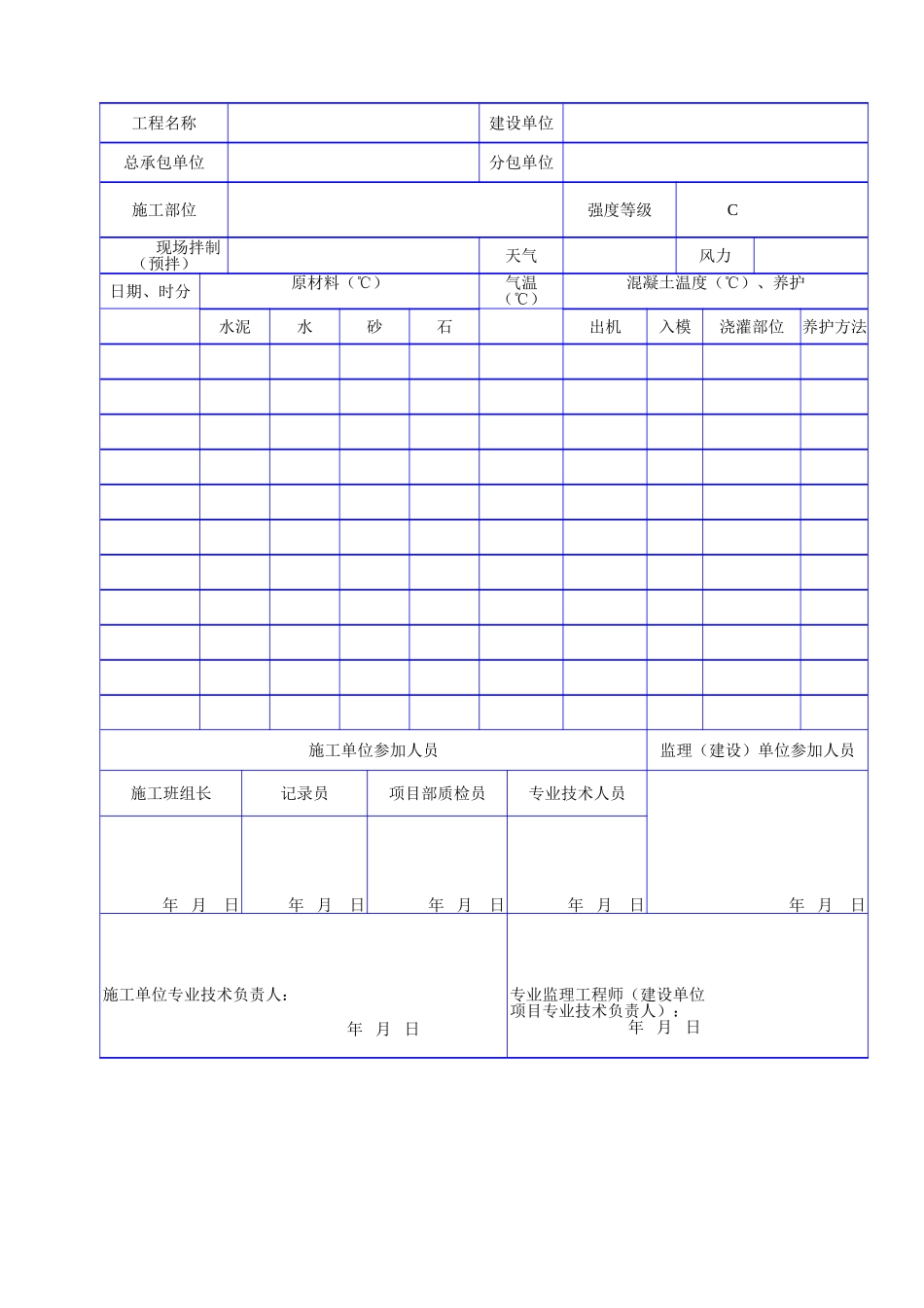 C 1216冬期混凝土搅拌及浇灌测温记录.doc_第2页
