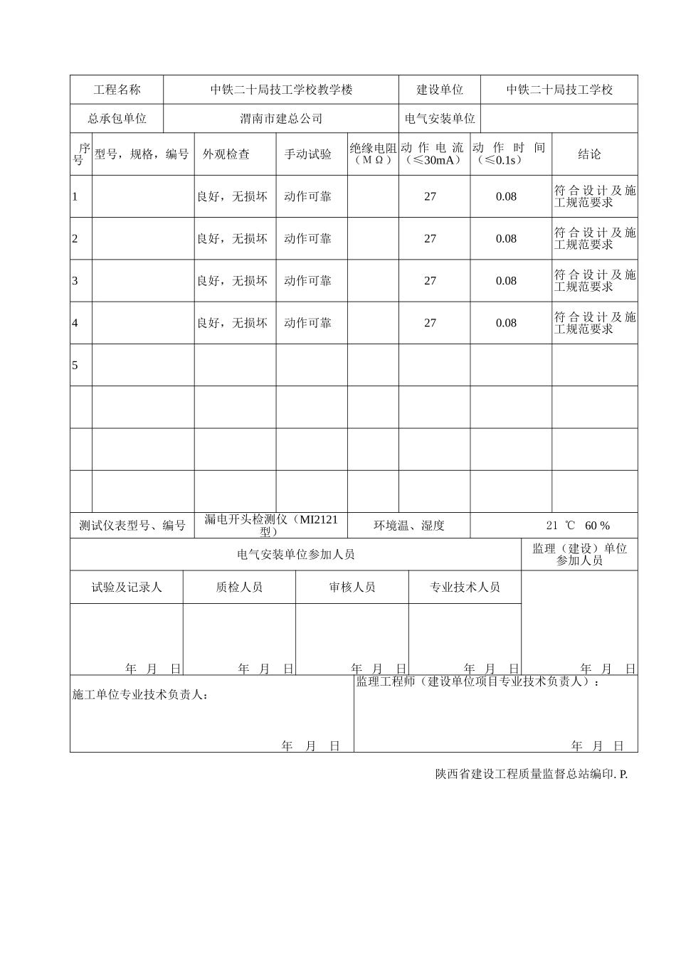 C 3016漏电保护装置试验记录.doc_第2页